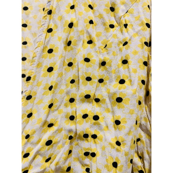 Ganni Womens Blouse Top Small Floral Wrap Tie Front Yellow White Cottagecore - Picture 12 of 14